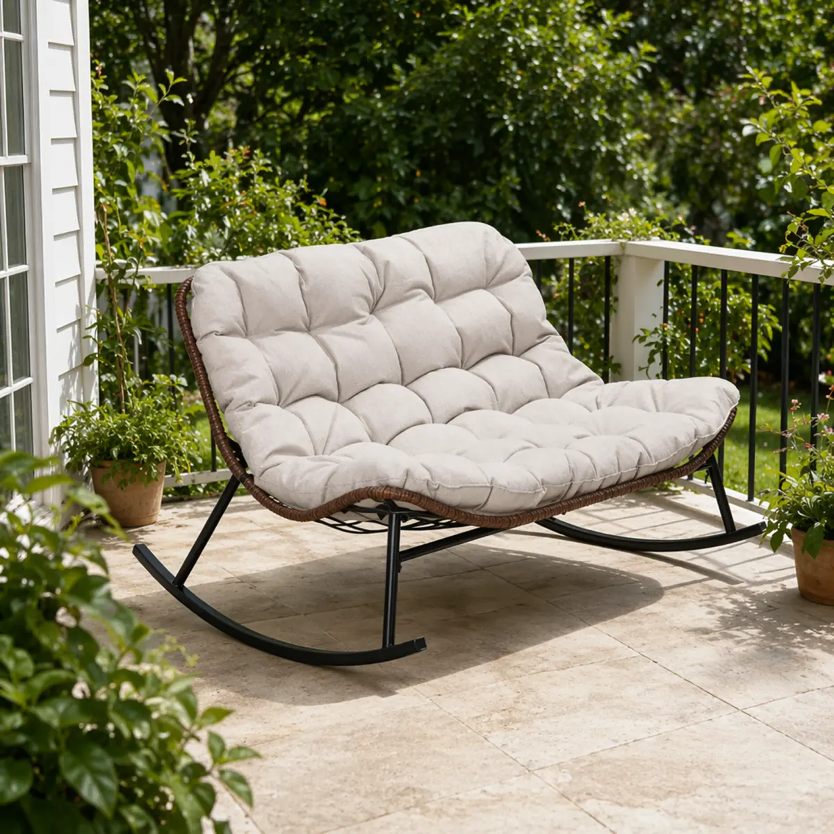Double Wide Rocking Papasan Chair