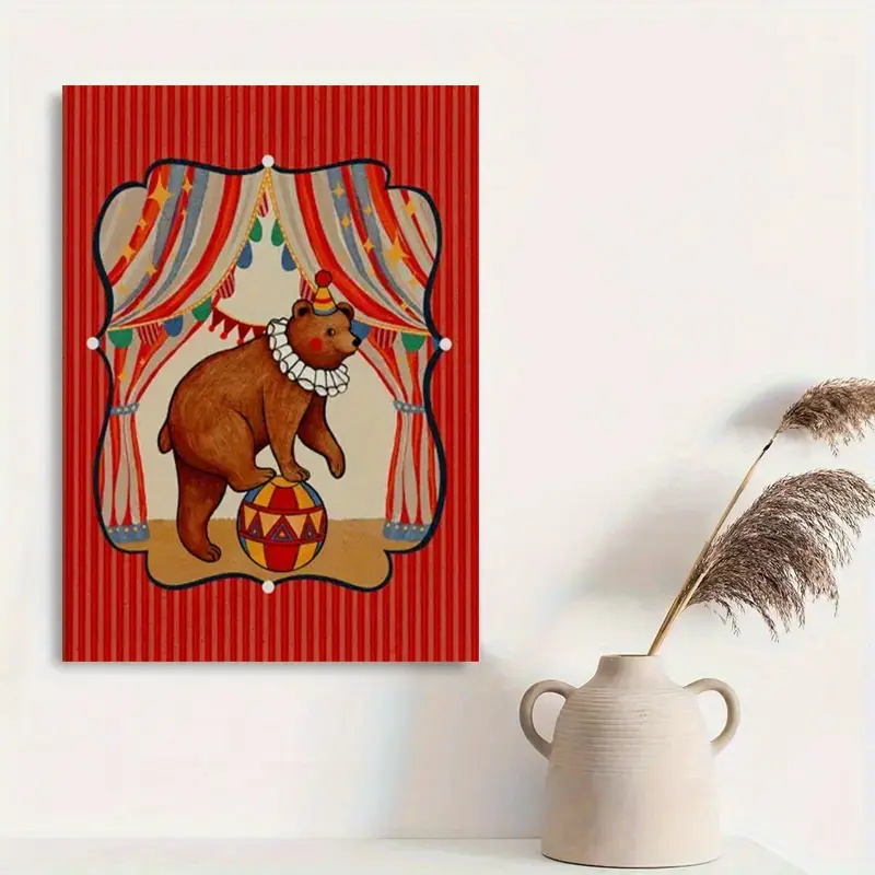 2D FLAT1pc, 12x16inch , Circus Bear Art Print Poster, Circus Illustration, Wall Decoration, Watercolor Wall Print Art, Personalized Gift, Birthday Gift, Wall Decoration, Canvas Poster, Art Poster, Wall Art, Bathroom Decoration, Home Decoration, Room Decor