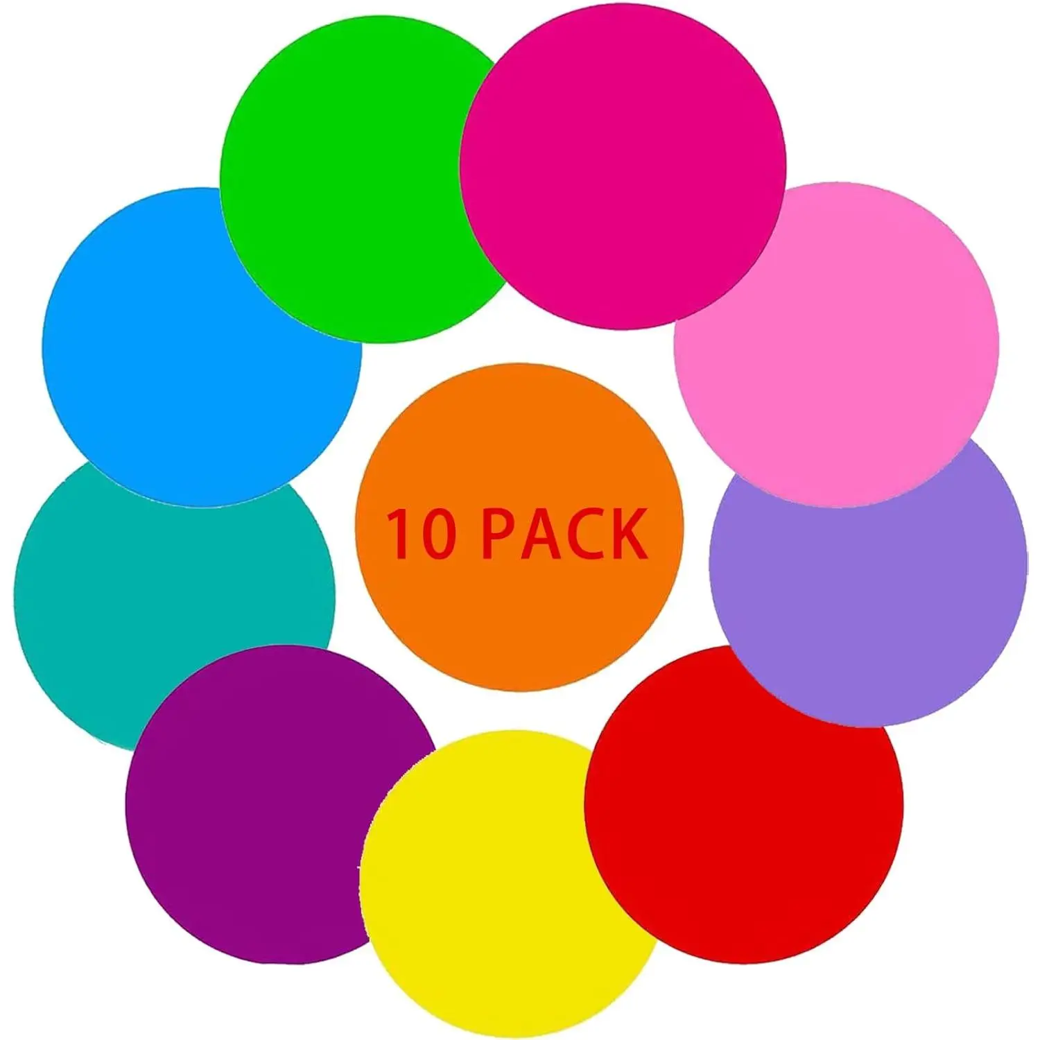 10-Pack Vinyl Bright Dry Erase Circle Stickers with Adhesive Backing, 11.81in Large Writing Area Whiteboard Dots, Removable & Repositionable Classroom Must-Haves with Message Strip & Marker