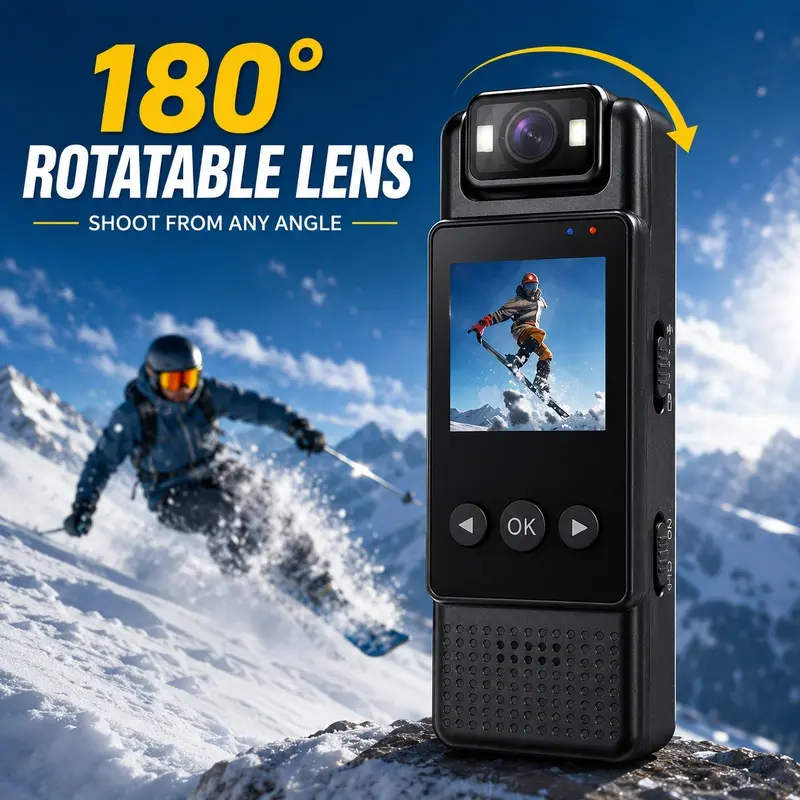 Action Camera HD Wearable Recording Camera, USB Rechargeable Body Worn Camera with WiFi Hotspot, Infrared Night Vision for Outdoor Sports Travel Vlogging