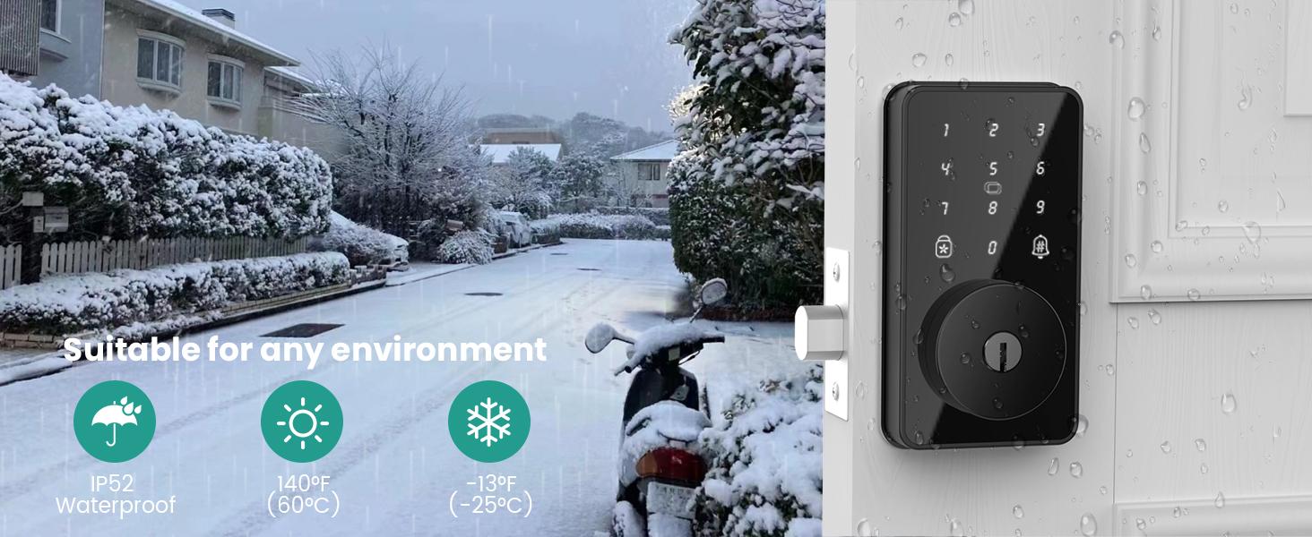 Lock, Door Lock for Front Door, 6 Code Door Lock with, Bluetooth Deadbolt, App