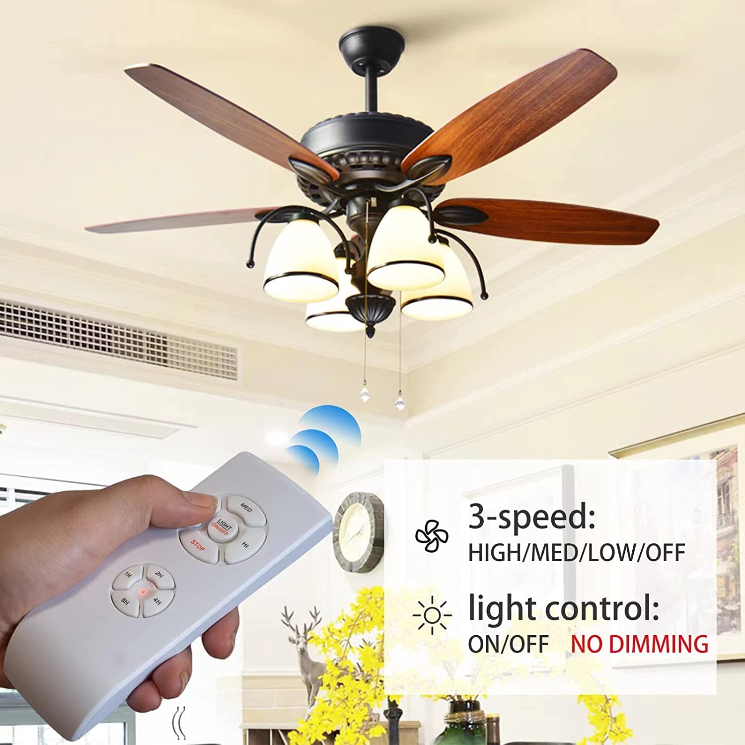 2 Pack Universal Ceiling Fan Remote Control Kit - 3-in-1  Mini Remote with Speed Control, Light  & Timer for Hunter, Honeywell, Harbor Breeze & Other Major Brands
