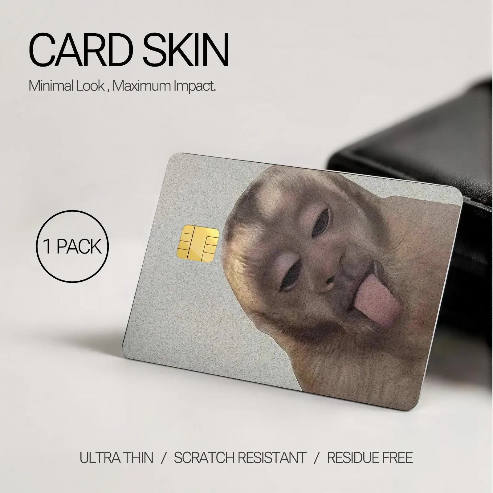 Funny Meme Monkey Tongue Out Stickers for Credit Cards, Ultra-Thin Scratch-Resistant Removable Vinyl Card Decorations, Unique Artistic & Durable Protectors