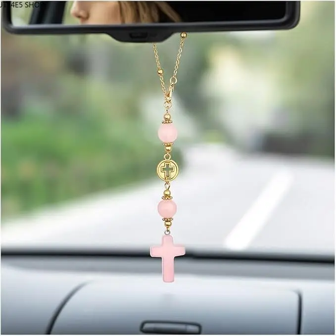 Minimalist Natural Stone Angel Pendant with Adjustable Lanyard - European & American Style Car Rearview Mirror Hanging Ornament, High-End Auto Interior Decor Charm for Safe Driving, Angel Silhouette, Hand-Polished, Ultra-Lightweight, Car Interior Accessor