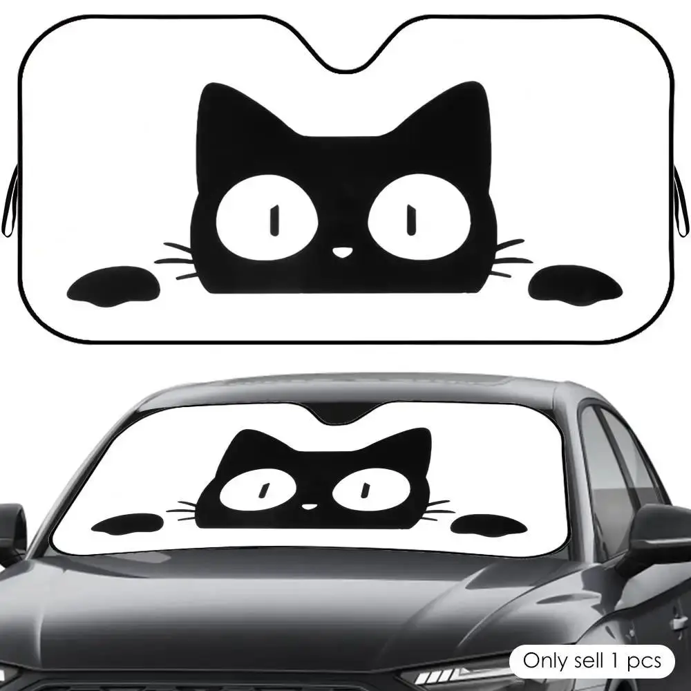 Cute Expression Sun Visor Reusable Aluminum Foil UV Protector Heat Five-Layer Insulation Windshield Sunshades