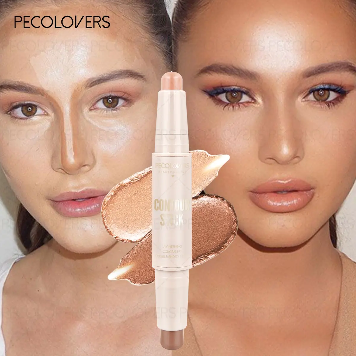 1PC Dual-End Contour And Concealer Pen - Multi-Use Matte Contour Stick, Highlighter Pen, Waterproof And Sweatproof, Creating Contoured Nose Bridge And V-Shaped Face High Nose Bridge Makeup