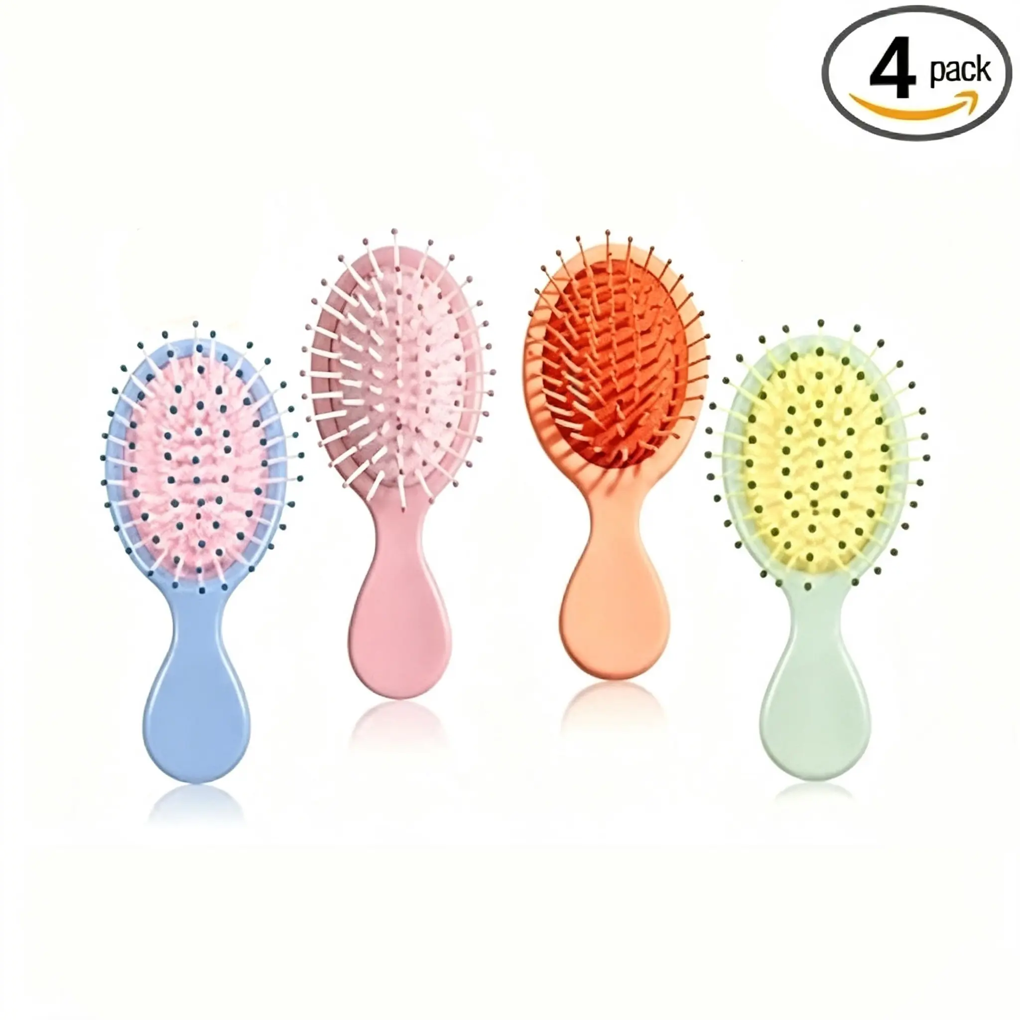 4 Pcs Mini Hair Brushes for Women Teen Girls Toddler, Wet & Dry Use Travel Pocket Hairbrush, Bulk Gifts for Valentine's Day, Bachelorette Party Favors, Bridesmaid Gift, Spa Party Supplies, Stocking Stuffers