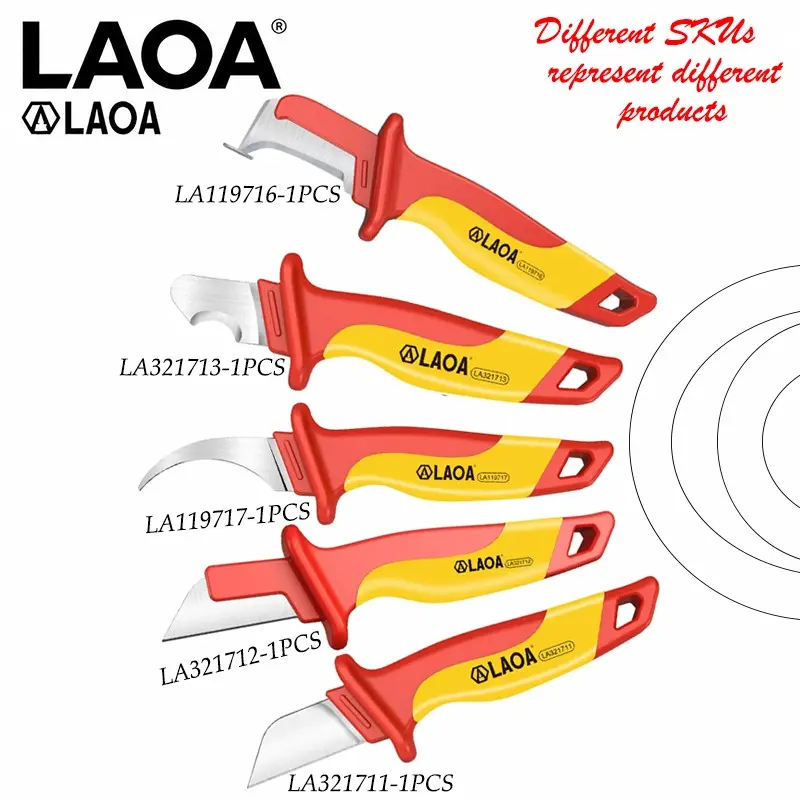LAOA 1000V VDE Insulated Electrician Cable Knife, Fixed Blade Wire Stripping Tool with Safety Handle, Professional Electrical Knife for Cable Cutting, Wiring Installation, Maintenance & Repair, Cable Cutter
