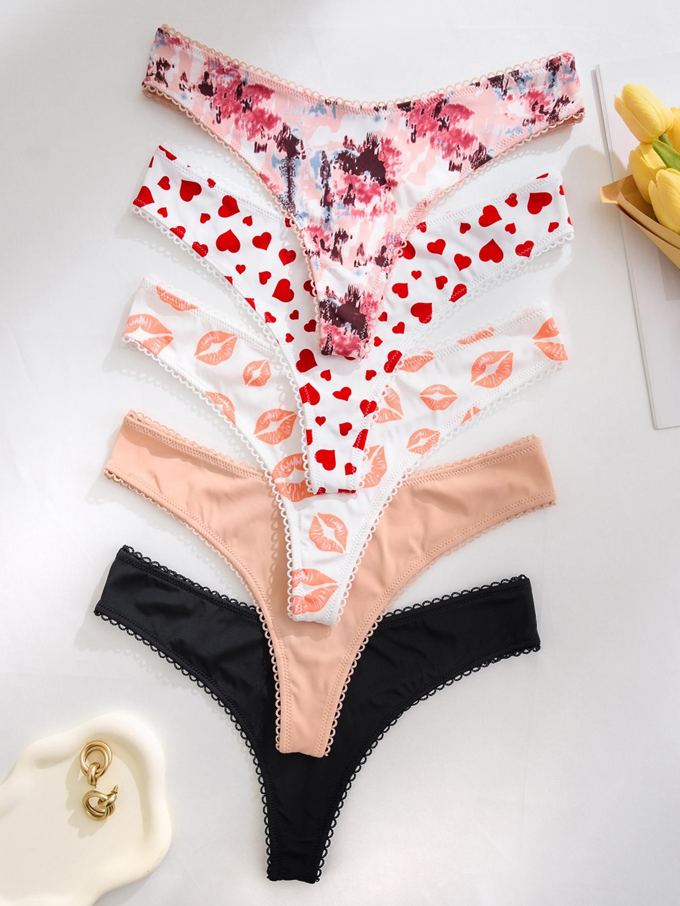 Women's All Over Print Thong, Soft Comfy Breathable Knicker for Daily Wear, Underwear for All Seasons, Fashion Comfy Underwear