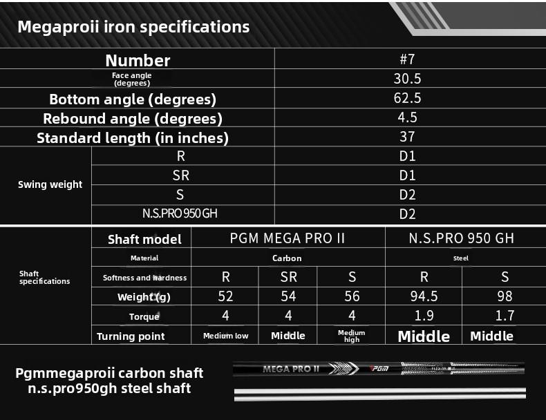 PGM Professional Golf Club - Men's 7-Iron (Single Club)| Hollow-Body Structure| Tournament-Grade