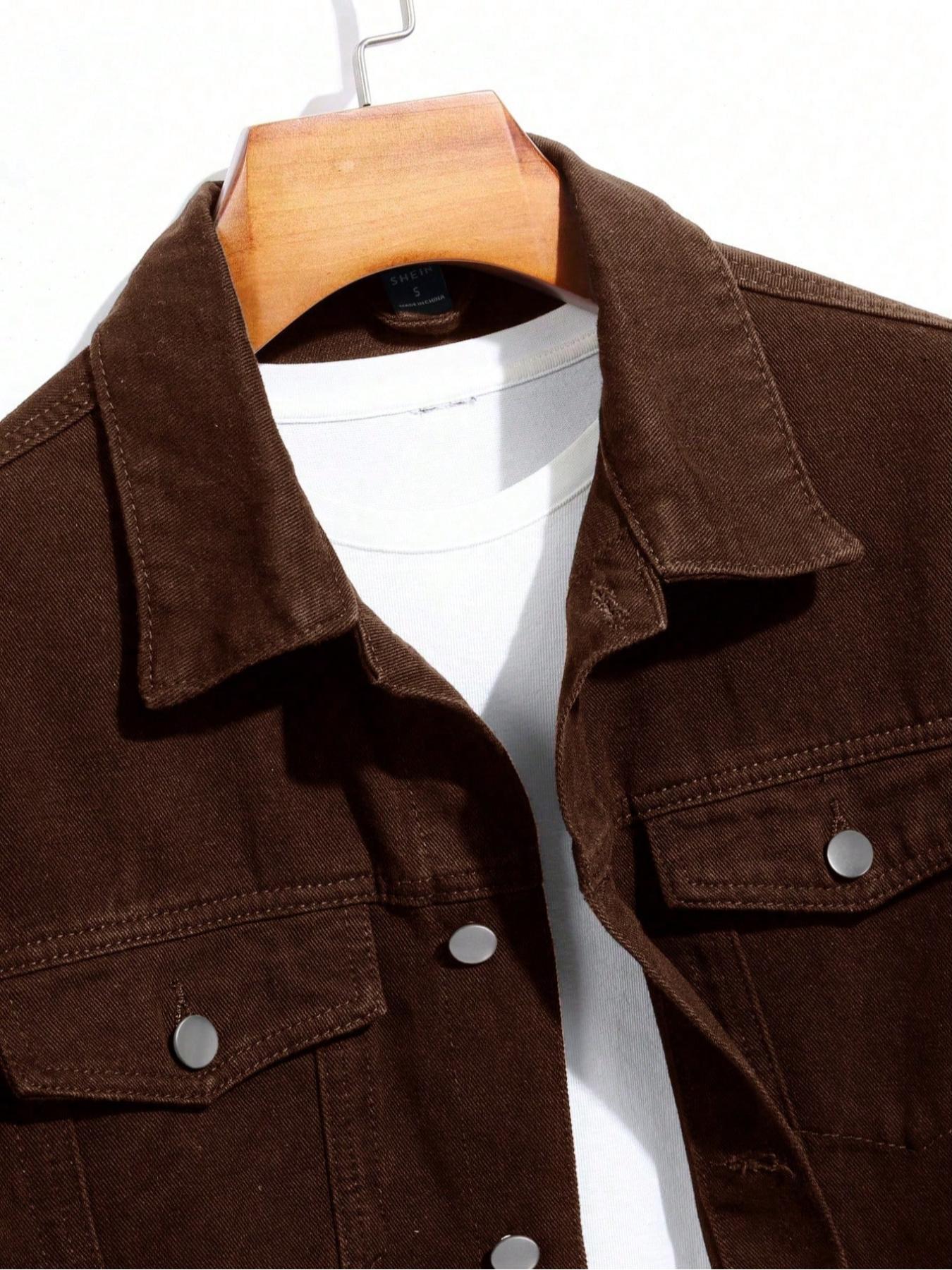 Men's Solid Color Button Front Jacket, Casual Fashion Comfy Long Sleeve Outerwear for Daily Outdoor Wear, Men Clothing for Spring Fall, Coats