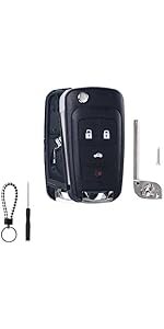 Key Fob Case Cover Replacement Fits for Chevy Cruze Camaro Impala Equinox GMC Terrain Buick Regal Lacrosse 2010 2011 2012 2013 2014 2015-2017 Keyless Entry Remote Control Key Fob Shell