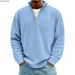 2026 Men's Slim Fit Quarter Zip Mock Neck Pullover Sweater, Lightweight Soft Knit Long Sleeve Top, Versatile Casual Layering Knitwear for Autumn Winter Daily Outdoor Work Wear