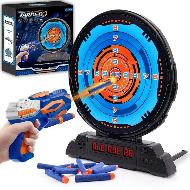 Kids Electric Scoring Target Shooting Game with Foam Dart Blaster, Digital Score Counting Soft Bullets Gun Toy Set, Sound & Timer, Indoor Target Practice Toy, Birthday Christmas Gift for Boys Girls Age 6+