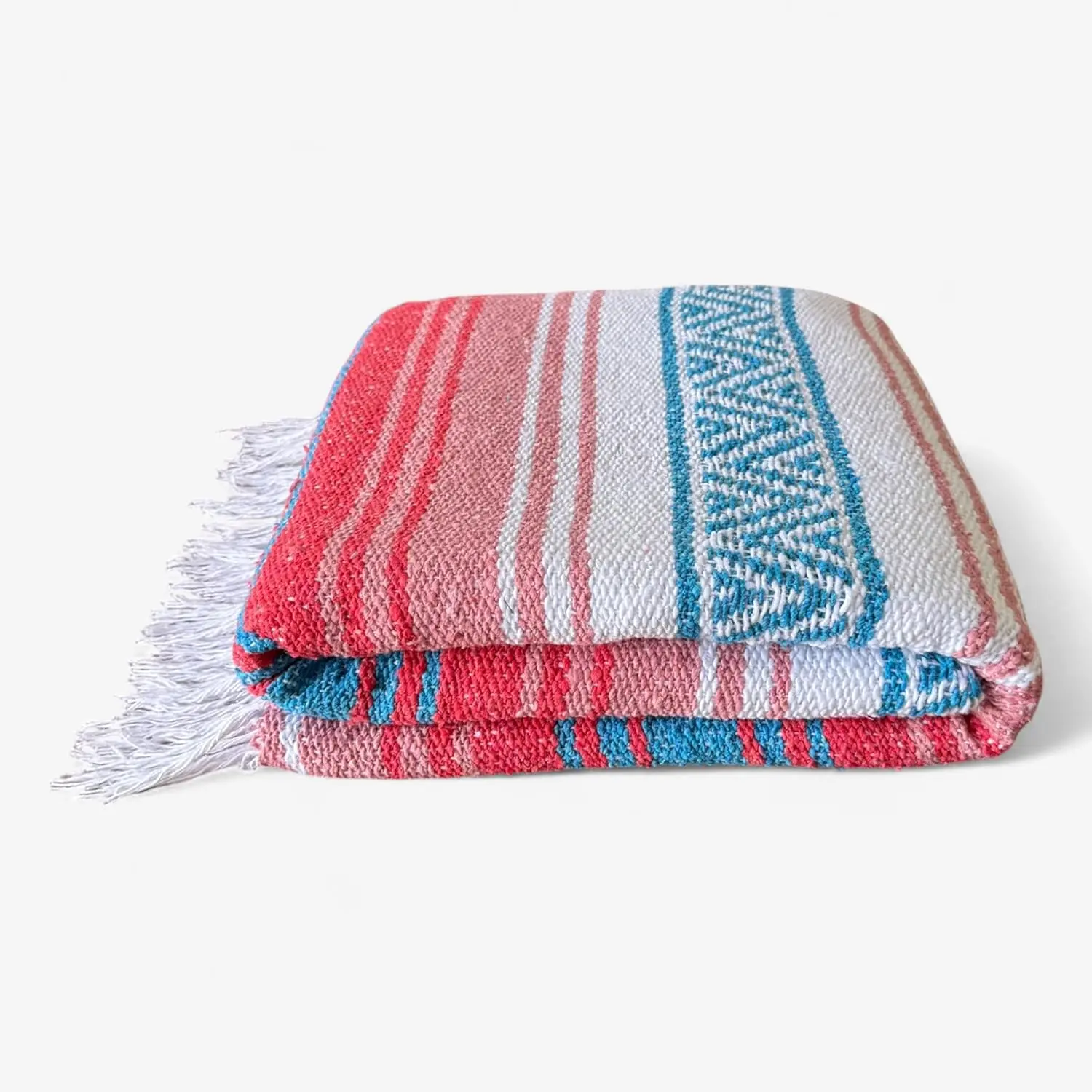 Authentic Handwoven Mexican Blanket, Falsa Serape - Soft & Durable -  Beach, Picnic, Yoga & Camping Mat - Traditional Boho Throw - Outdoor Blanket 70"x50" (Flame)