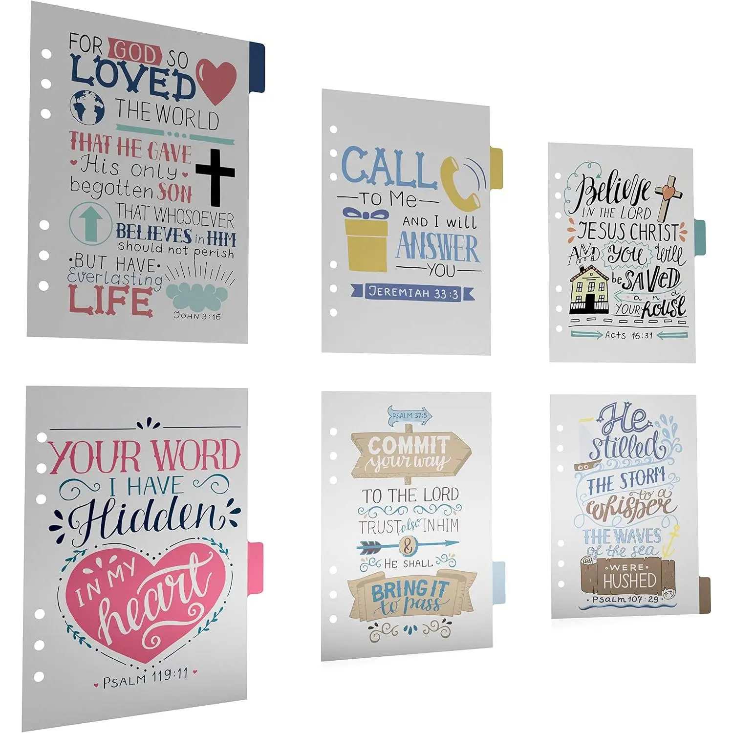 6 Section Dividers Plastic Durable with  Verses for Faith Journal for Planner Personal Organizer (A5 / Junior Size (5.8x8.3in), Ringbound)