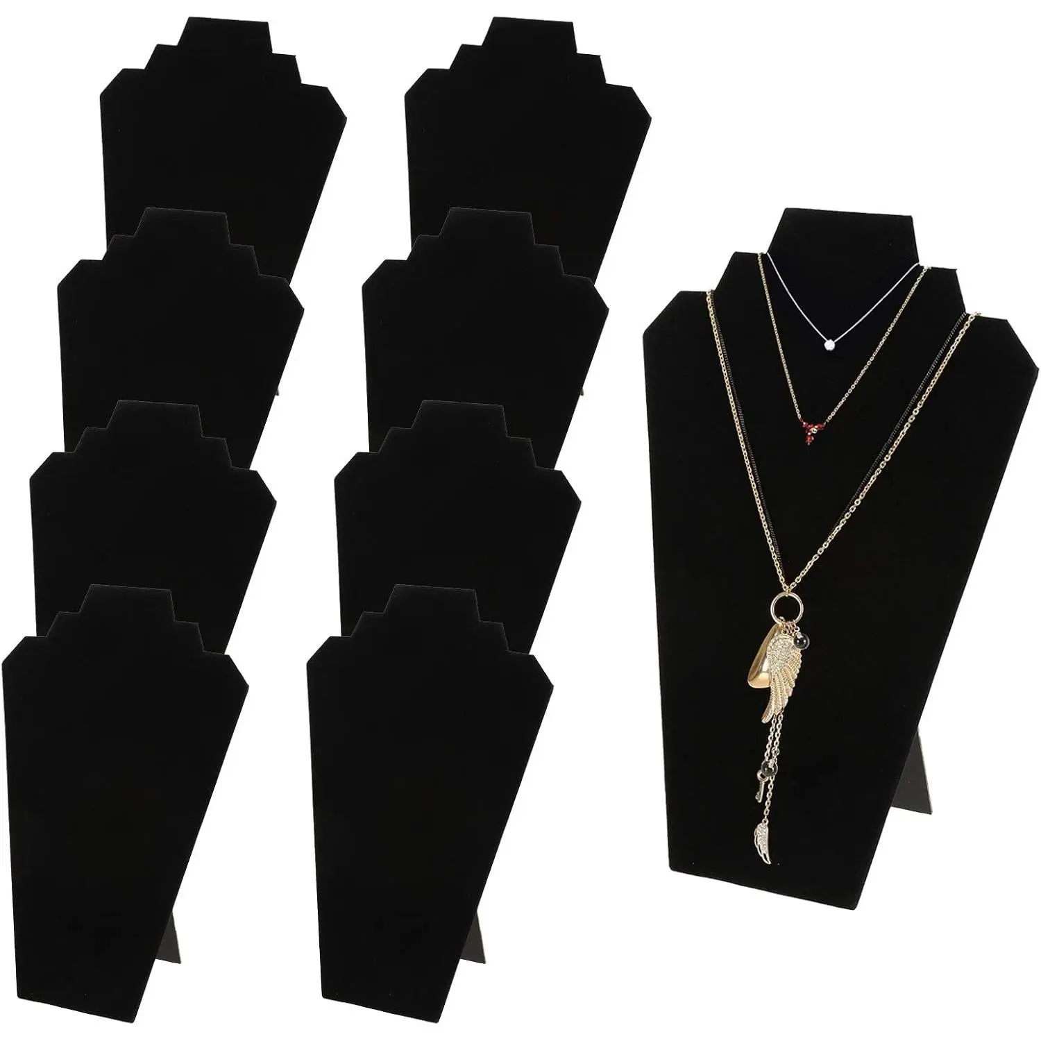 9 Pack Necklace Display 12.5 Inches Black Velvet Jewelry Easel Display Holder Pendants Chains Showcase Organizer Stand