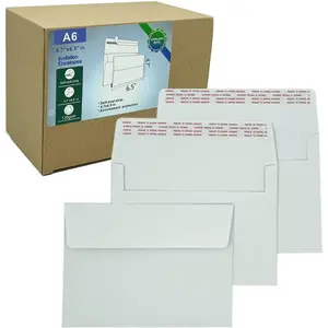 120 PCS 4.7x6.5 Windowless Invitation Envelopes 120GSM White Printable Quick Self-seal Paper Envelopes for Invitations Greeting Cards Photos Invoices