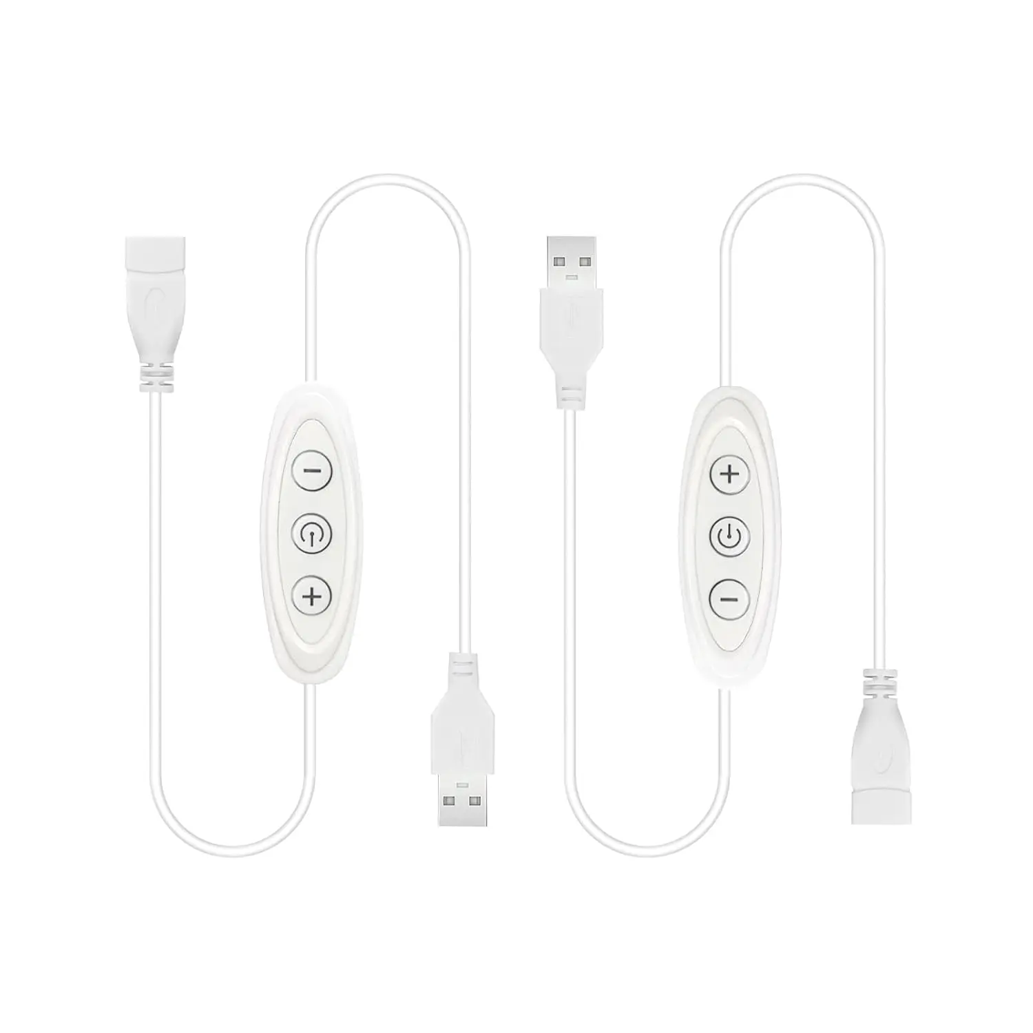 5V USB LED Dimmer , 10-Speed Dimming, Female to Male, 2 Pack USB A  Dimmer for 5V Single Color LED Lights (Black)