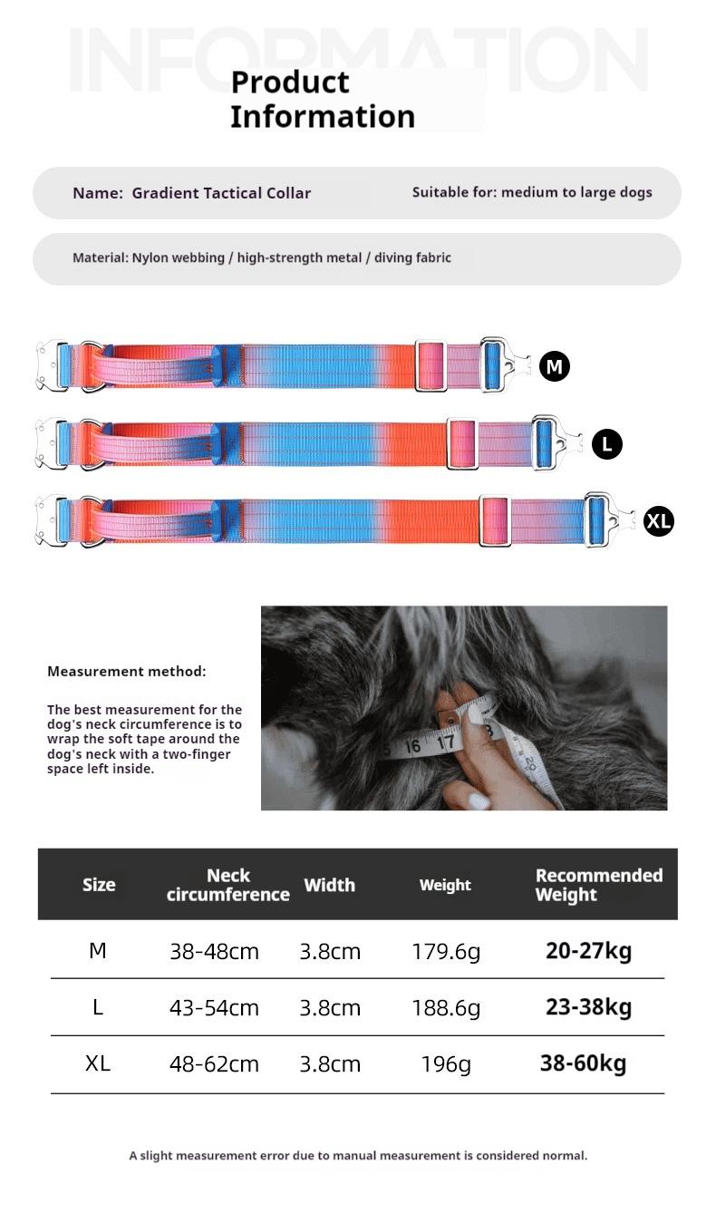 Heavy Duty Tactical Dog Collar with Handle, Adjustable Gradient Pet Collar for Medium Large Dogs