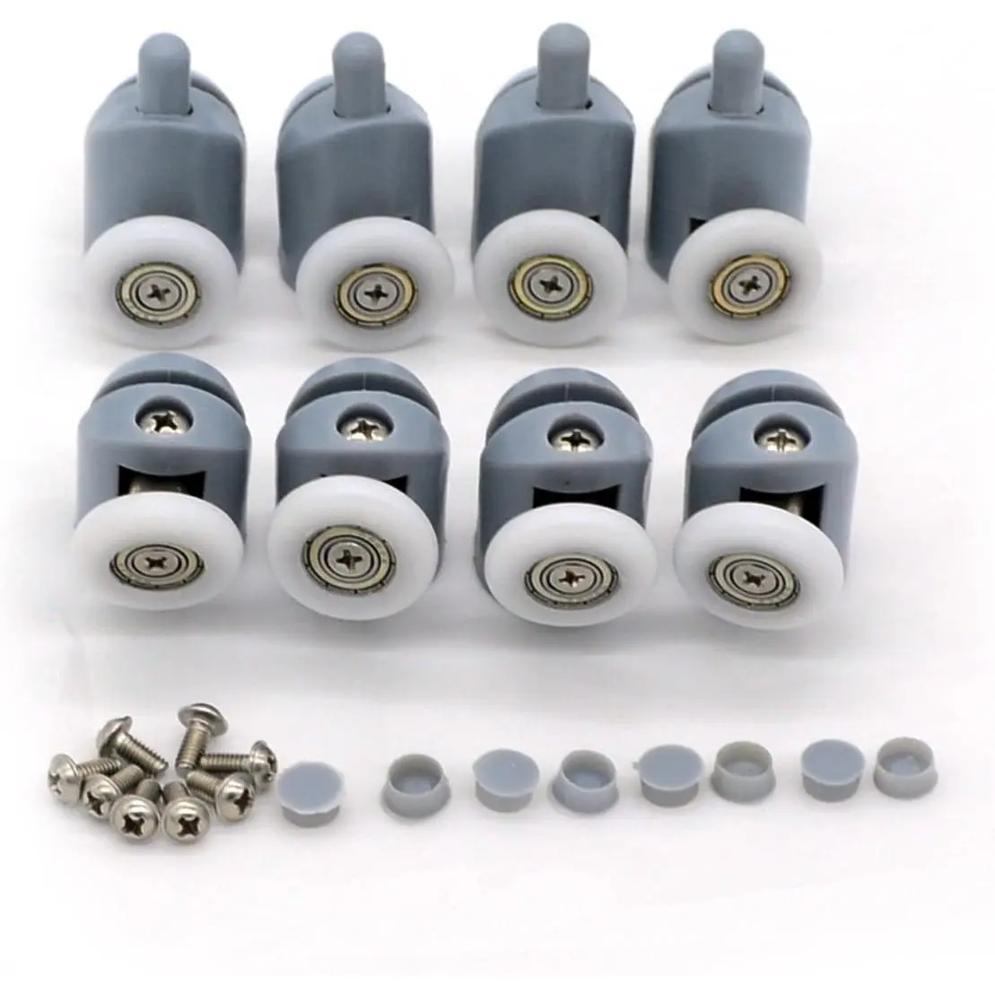 Set of 8 23mm Diameter Shower Door Rollers, Single Shower Door Runners Wheels Pulleys Guides, 4 Upper & 4 Bottom, Home Bathroom DIY Replacement Parts