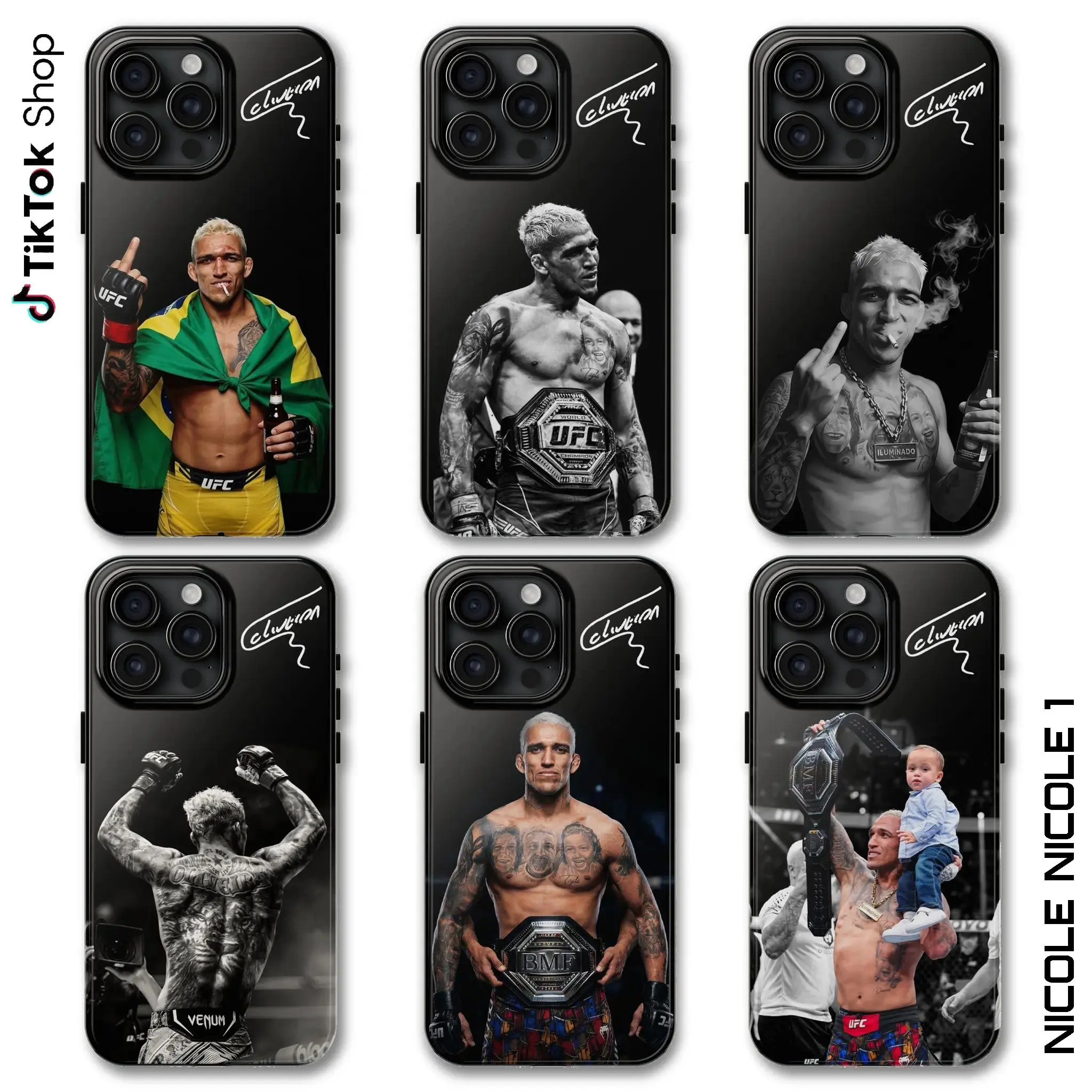 Charles Oliveira Iconic Signature Phone Case, Legendary Fighter Collection, Fighter Iconic  Black Phone Cover, Gifts For American Professional Wrestling, 17 Air Pro Max