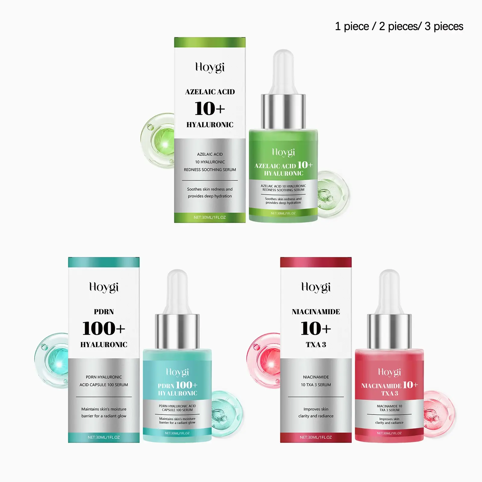 Hyaluronic Acid Essence Series (30ML/30ML*2/30ML*3), Gentle Care, Hydrating, Moisturizing, Smooth, Firming, Brightening, Daily Skin Care