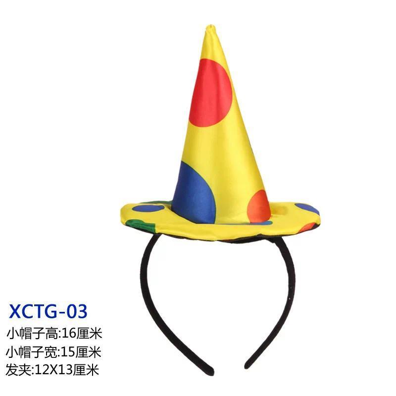 Colorful Clown Headdress Yellow Colored Dots Bow Headwear Circus Performance Props Funny Joker Hats Makeup Party Decorations