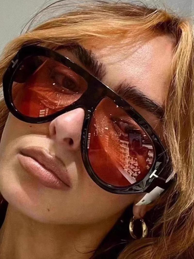 Vintage Oversized Sunglasses, Trendy Casual Sunglasses for Women & Men, Fashion Accessories for Everyday Use and Outdoor Activities, Trendy Beach Eyewear