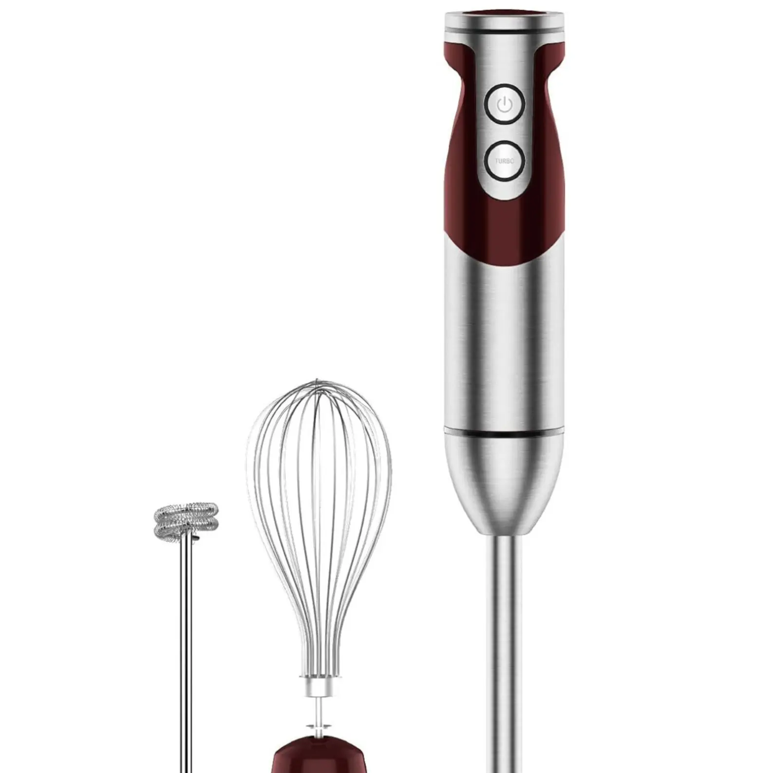 MEGAWISE 3-in-1 Immersion Hand Blender, 12-Speed Stick Blender with Turbo, Whisk & Milk Frother, Titanium-Reinforced Blades