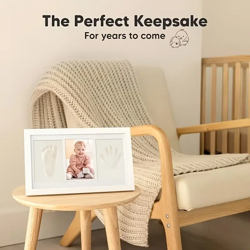 Black and White Wood-Grain Triple Photo Frame – Suitable for tabletop or wall display; includes printing options; a keepsake frame for handprints and footprints; a gift for new moms to capture precious moments of their baby's growth.