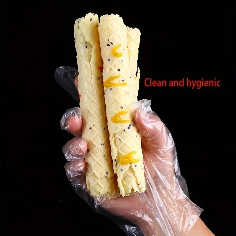 Disposable Food Grade Gloves, 100pcs Clear Plastic Gloves, Multipurpose Disposable Gloves for Food Preparation, Kitchen Accessories, Safety