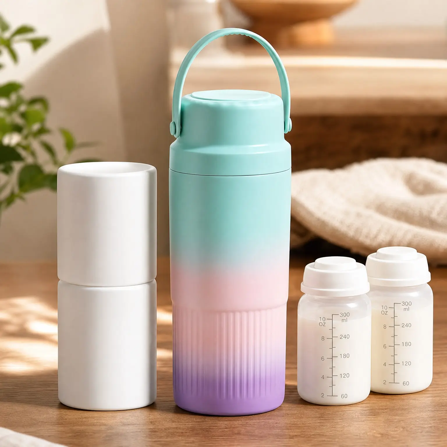 22oz Portable Breast Milk Cooler with 24H+ Cooling, 2 BPA-Free Measurement Bottles, Travel Essential for Breastfeeding & Pumping Outdoors(Gift)