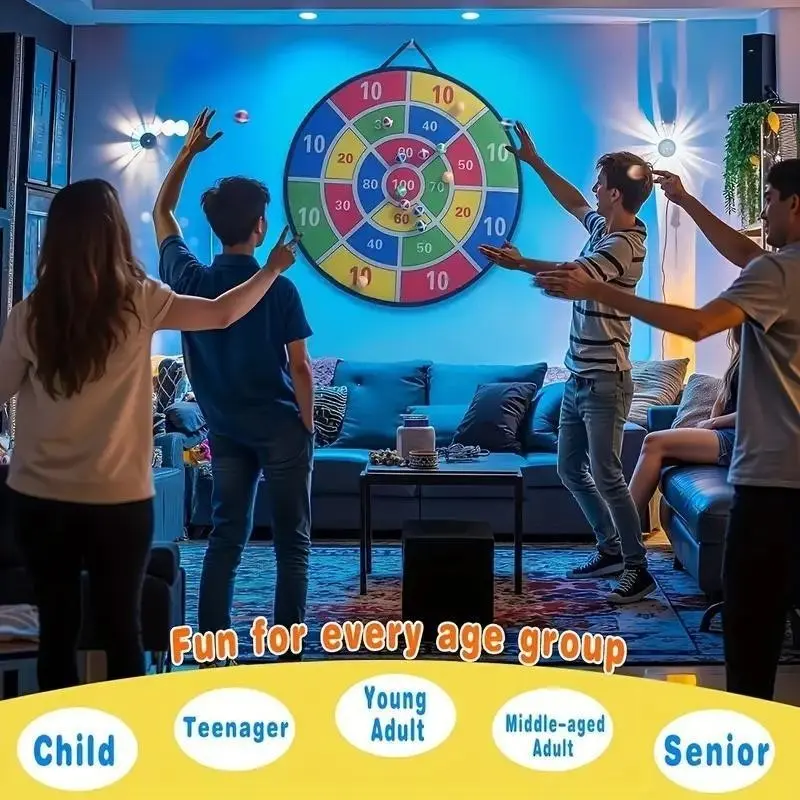 Colorful Dart Board Set with 6 Balls, Indoor Outdoor Party Game, Portable Folding, Perfect for Birthday, Christmas, Halloween, Thanksgiving