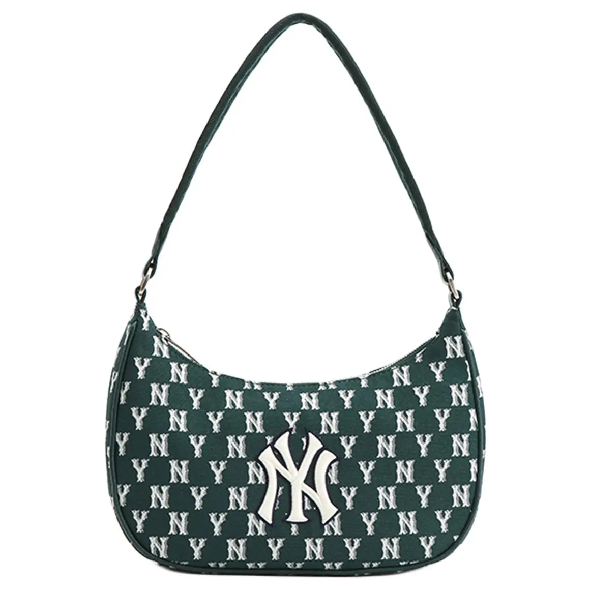 MLB New York Yankees Vintage-Inspired Crossbody Bag for Men and Women, Faux Leather, Classic Interlocking Logo Design, Forest Green