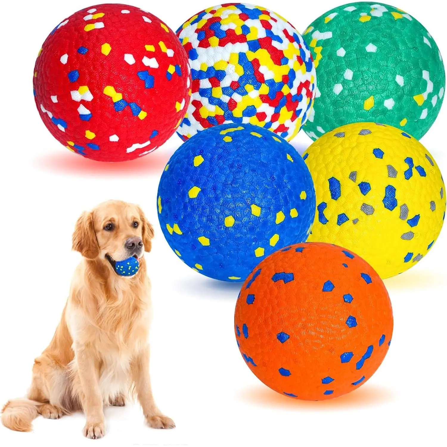 6 Pack Indestructible ETPU Dog Balls, 2.75 in Soft Bounce Fetch & Float Pet Toys for Aggressive Chewers, Training & Water Play, Suitable for Small to Large Dogs