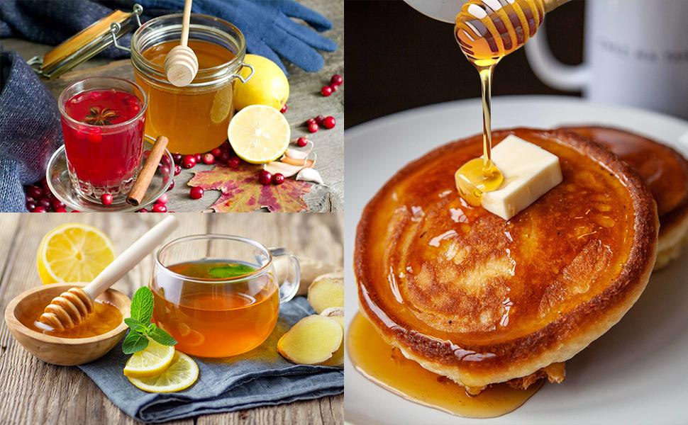 The ultimate bulk honey stirring set you can’t miss!24Pcs 4.1-inch natural wood honey dipper sticks with honeycomb pattern, easy to clean & reusable, perfect for dispensing honey from jars, drizzling on ice cream, cakes or smoothies