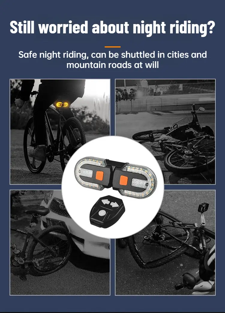 1825 Bicycle Turn Signals with Alarm - USB Charging Controller, Split/Integrated Rear Tail Light, 5 Modes, Waterproof Strobe, Front/Rear Mountable, Portable Bikes Lights & Reflectors