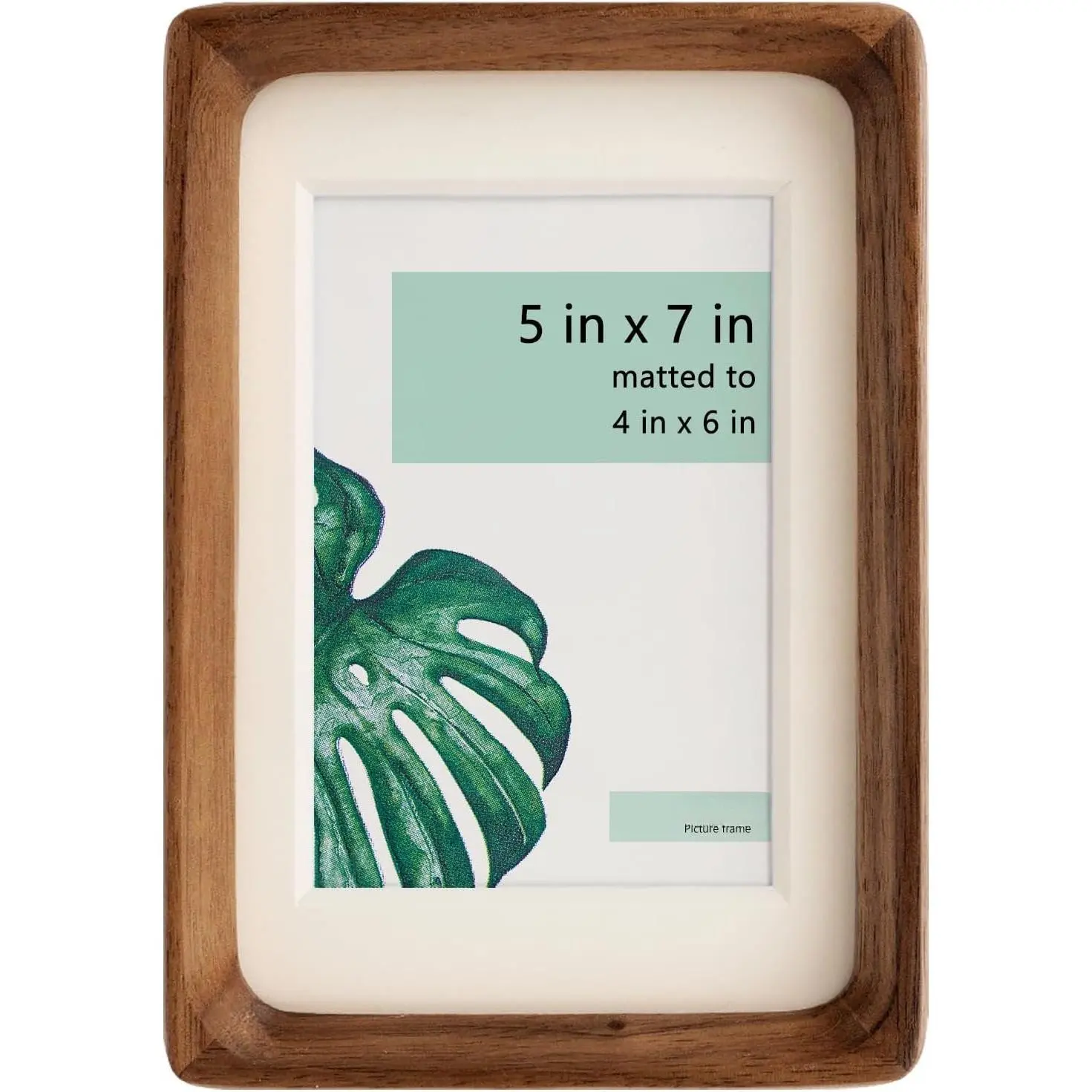 Handcrafted Solid  Picture Frame with Mat for Wall or Tabletop Display,  for Photos and Artwork. (Walnut, 5"x7" matted to 4"x6")