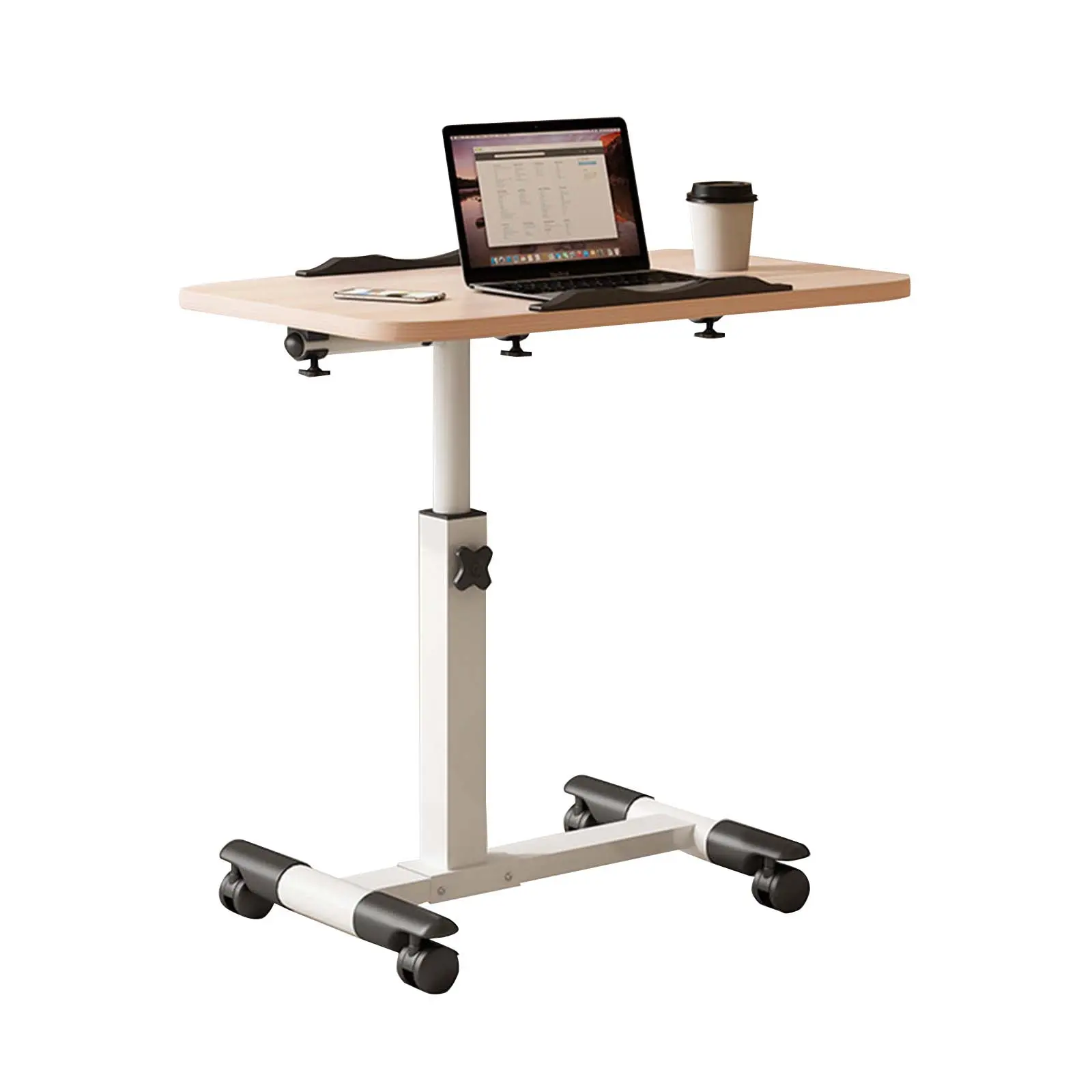 Adjustable Overbed Laptop Desk with Wheels – Folding and Rolling Computer Table for Bed, Sofa, or Home Office – Ergonomic Height Adjustable Mobile Workstation