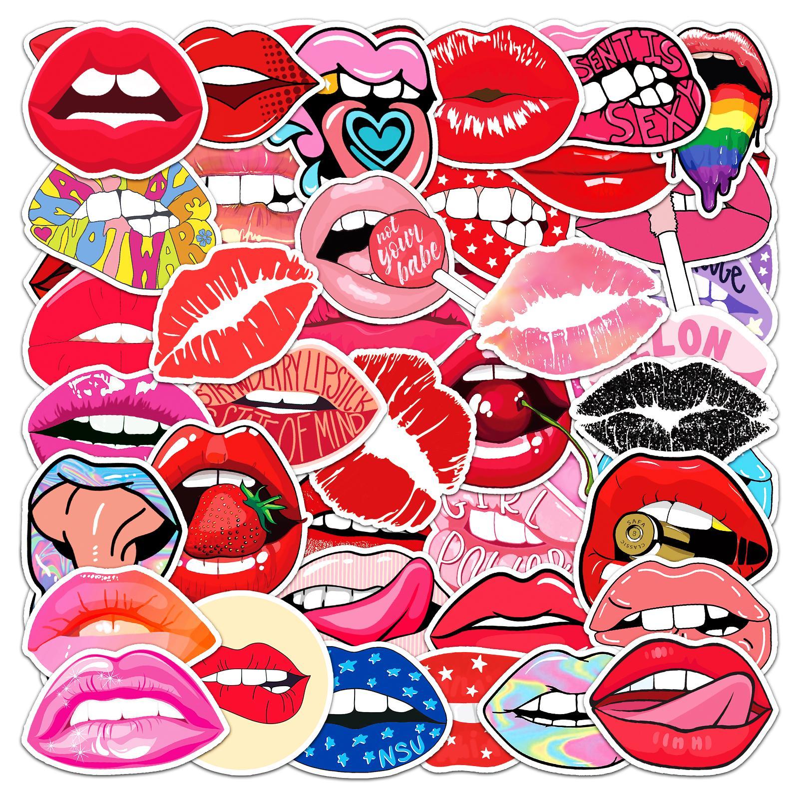 Lip Pattern Sticker, 100pcs/set Creative Lip Design Sticker, DIY Decorative Sticker for Scrapbooking, Journaling, Gift Wrapping, Decal