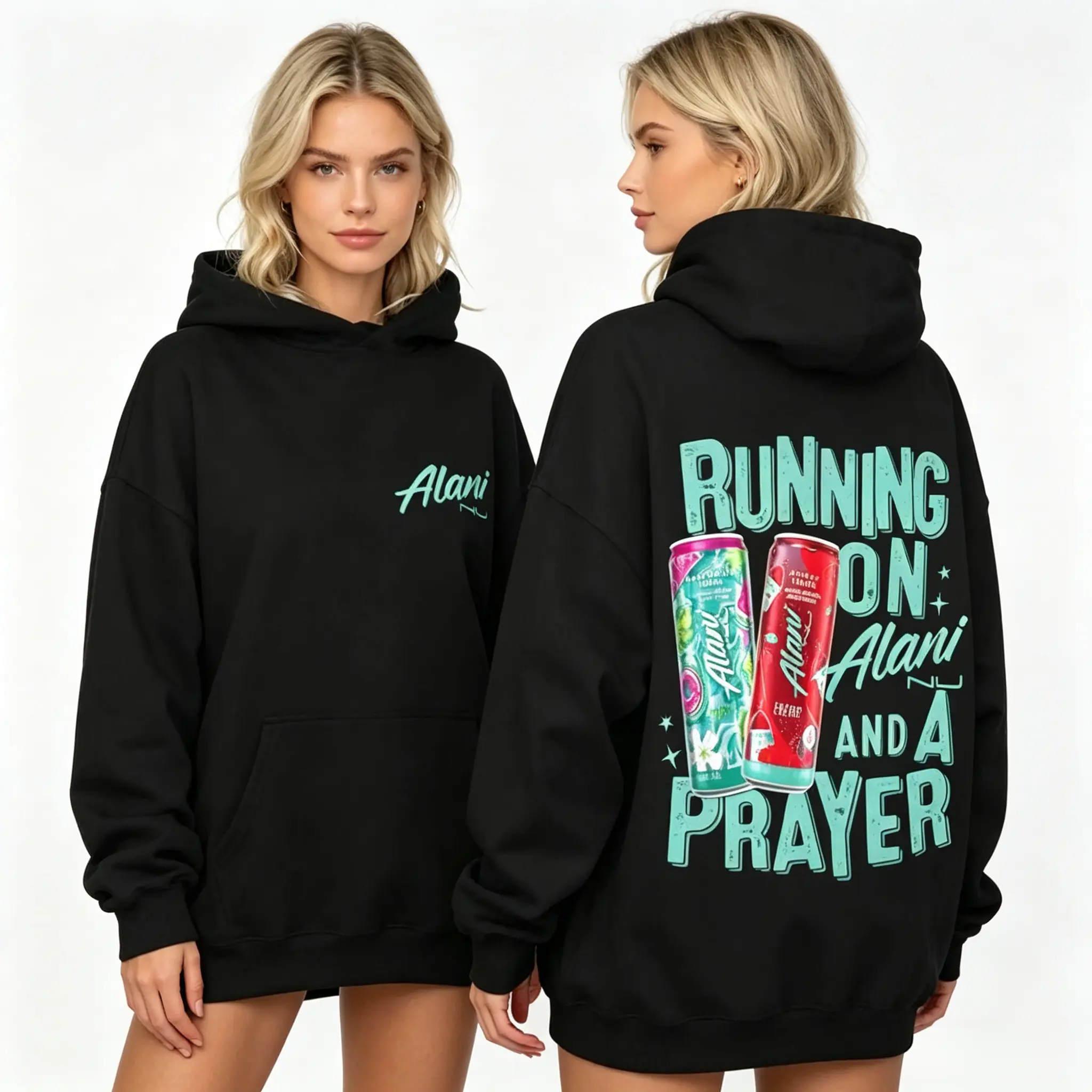 Energy Hoodie – Running on a Prayer Graphic Hoodie, Funny Motivational Caffeine Pullover for Women, Viral StyleTrending 2026 Unisex