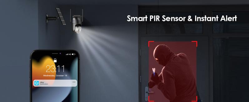 Solar-Powered 4G LTE Security Camera Outdoor Wireless 2K Color Night Vision 360° Panoramic View PIR Motion Detection 2-Way Talk Built-in SIM Card