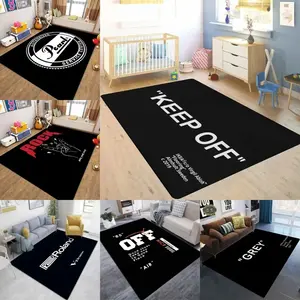 Streetwear Slogan Flannel Area Rug - Oversized "KEEP OFF" Soft Plush Floor Mat, Non-Slip Thick Carpet for Living Room Bedroom, Trendy Black Minimalist Home Decor #StreetwearRug #KeepOffMat #FlannelCarpet #NonSlipRug #MinimalistHomeDecor