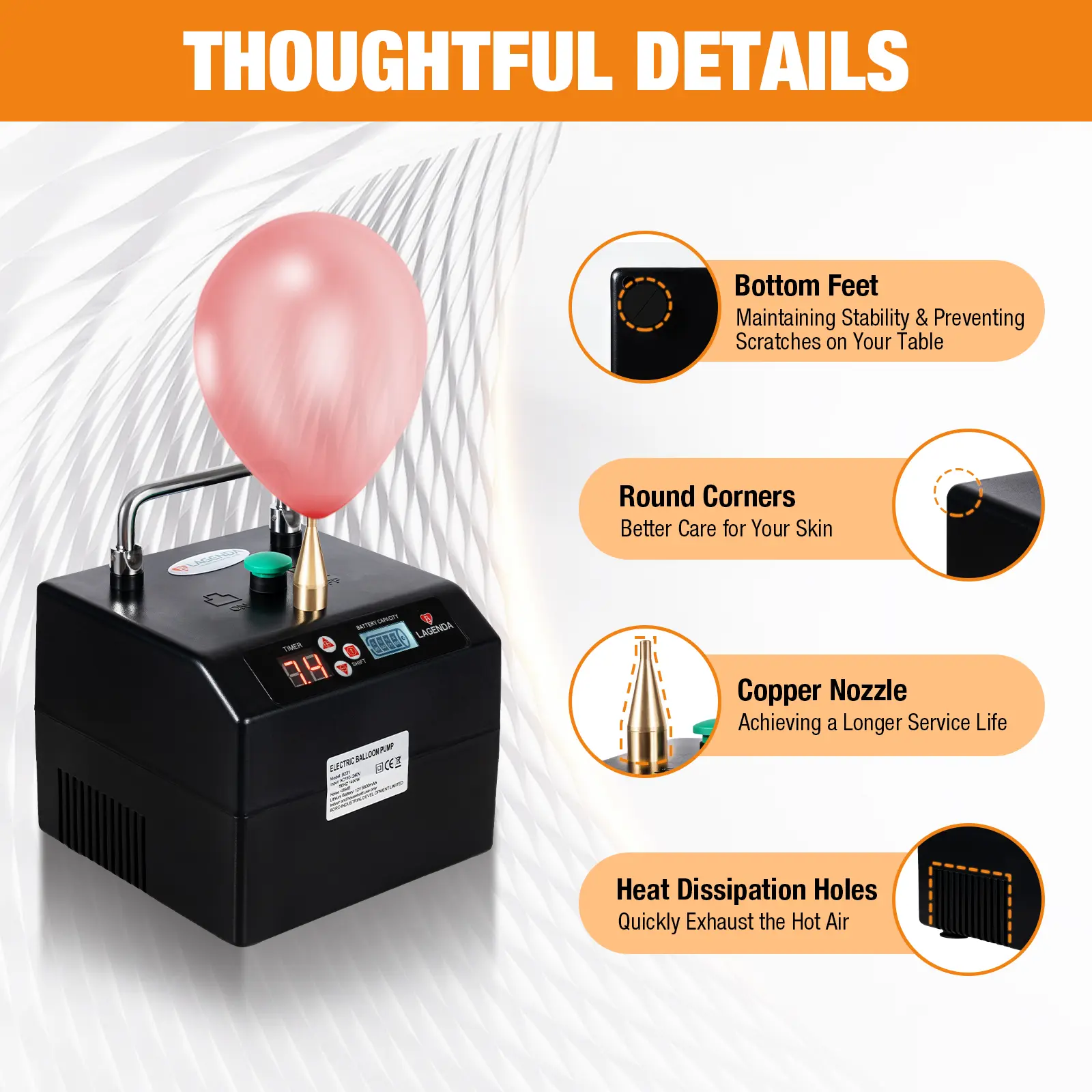 Electric Balloon Pump Fast Inflator for 160 Long Balloons and 5 Inch Balloons Portable Air Blower,Easy to Use