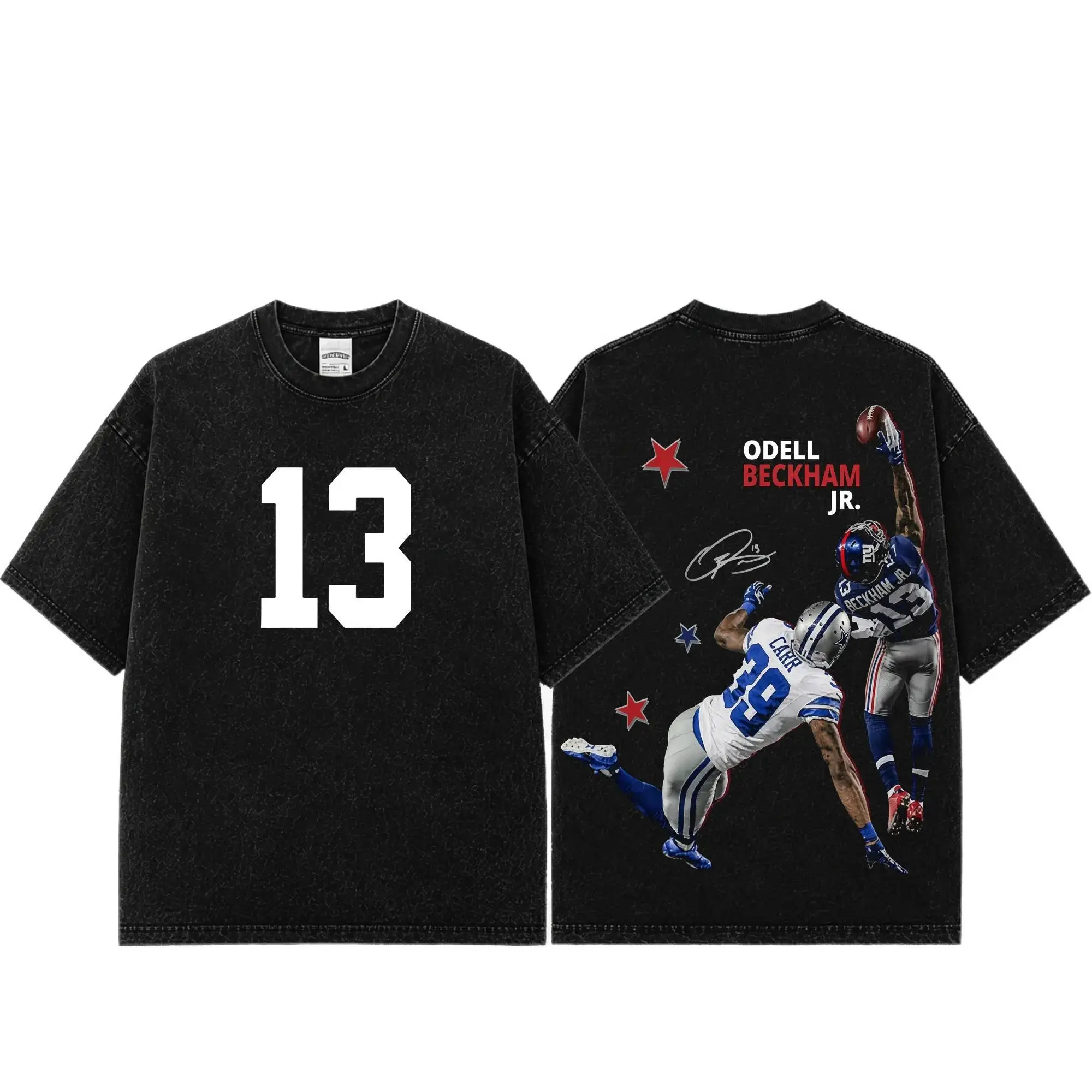 [Sale Up To 50%] Unisex Odell Beckham Jr. # 13 Premium 100% Cotton T-Shirt, New York Football Fan Graphic Tee, Vintage Big Blue Streetwear Shirt, Heavyweight Game Day Apparel, Gift for Football Fans