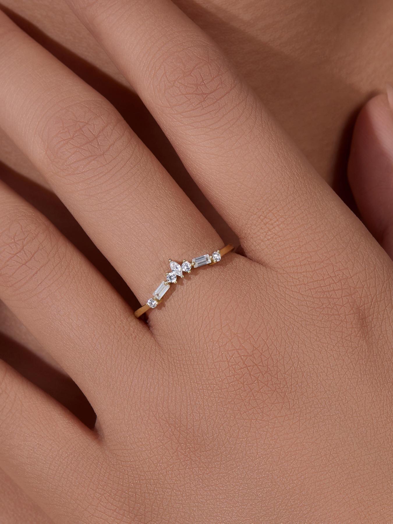 S925 Sterling Silver Crown Design Artificial Zircon Inlaid Ring, Fashion Accessories for Women & Girls, Trendy All-match & Exquisite Jewelry for Birthday Gift