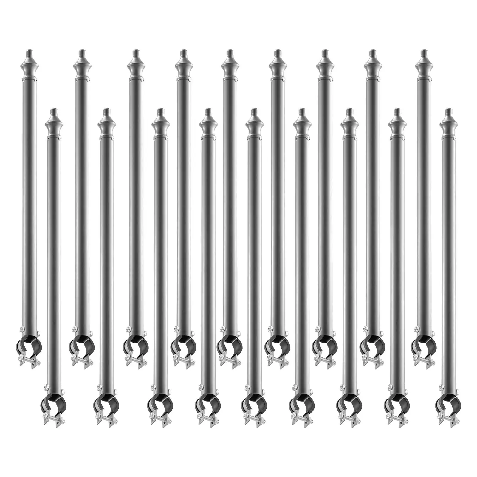 【toolupgrade】VEVOR Galvanized Steel Privacy Fence Extenders, 18 Packs with 27.4" Height Boost, U-Bracket Barbed Wire Extend Arm for 1.3"-1.5" Round Rails, Adhesive Grip to Prevent Dog Escapes