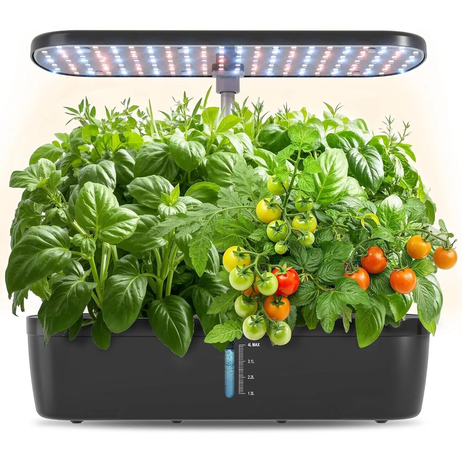 Hydroponics Growing System, 12 Pods, 12.4 in Adjustable Height | Indoor  Garden with 20W LED Grow Light, Visible Water  with Pump, Indoor Gardening System, Gardening Gifts, Black