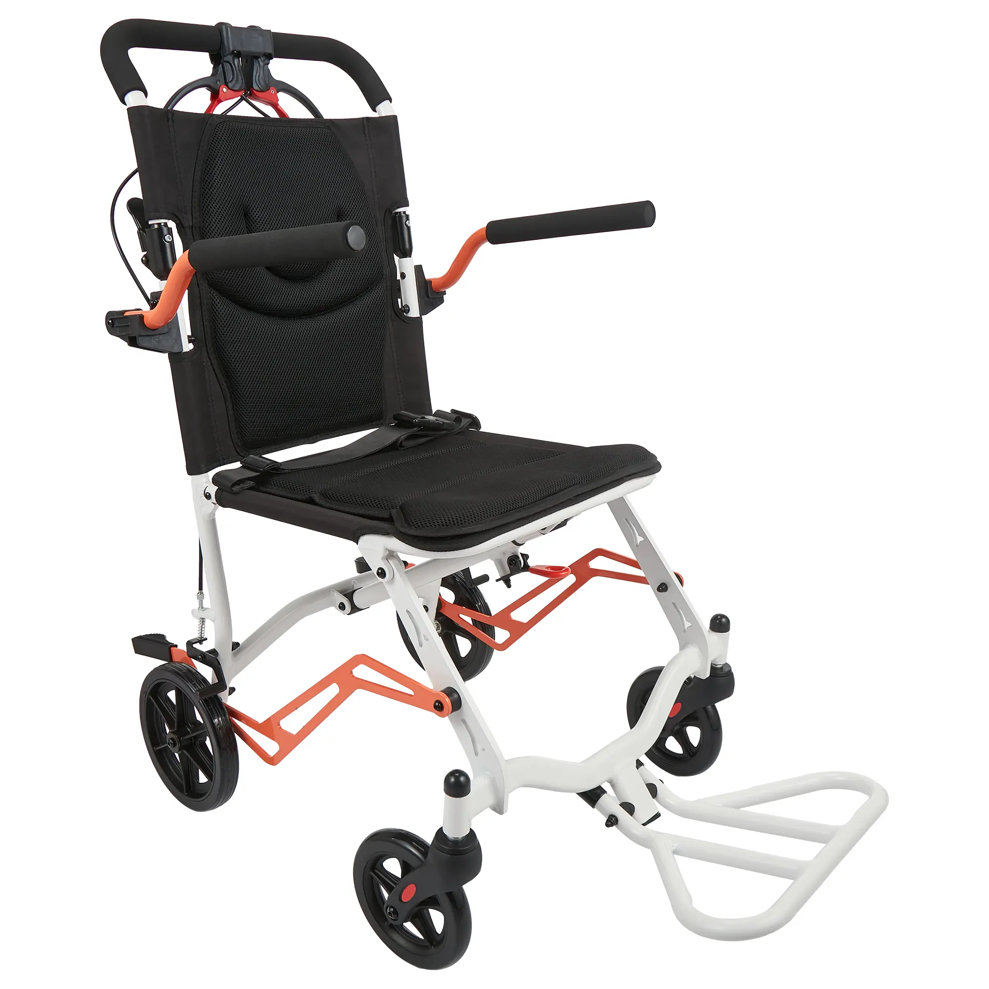 18 lbs Ultra Lightweight Folding Transport Wheelchair for Adults & Seniors - Supports 220 lbs, 16.2" Seat, Swing Away Footrests, Locking Handbrakes